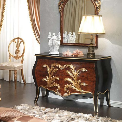 Commode de style Louis XV - EMPERADOR BLACK  - VIMERCATI MEDA LUXURY CLASSIC FURNITURE - en bois / avec tiroir / fait main