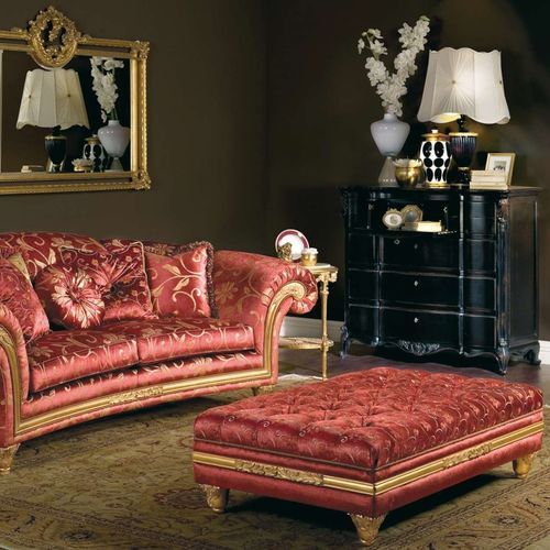 Banquette de style - Palace - VIMERCATI MEDA LUXURY CLASSIC FURNITURE - en tissu / rouge / dorée