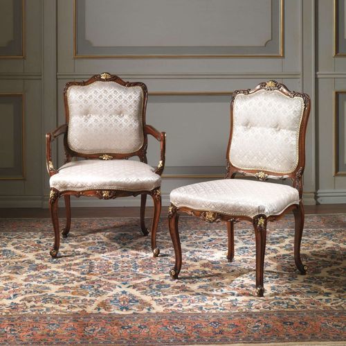 Chaise de style Louis XV - art. 9007/C - VIMERCATI MEDA LUXURY CLASSIC FURNITURE - d'intérieur / en noyer / avec piètement en bois