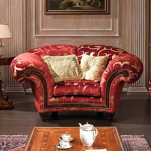 Fauteuil de style - PALACE - VIMERCATI MEDA LUXURY CLASSIC FURNITURE - en tissu / en noyer / à coussins