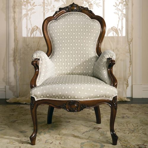 Fauteuil de style - CARLOTTA - VIMERCATI MEDA LUXURY CLASSIC FURNITURE - en tissu / en bois / gris
