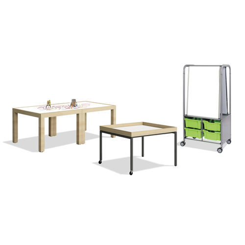 Table de travail contemporaine - CODING - gonzagarredi - en bois / avec piètement en métal / carrée