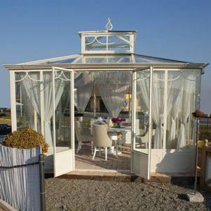 Véranda autoportée - GIARDINO DEL RE - Cagis Srl - en fer forgé / tout verre