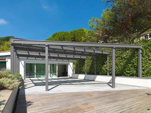 Véranda autoportée - PHOTOVOLTAIC - Cagis Srl - en verre / en acier / en inox