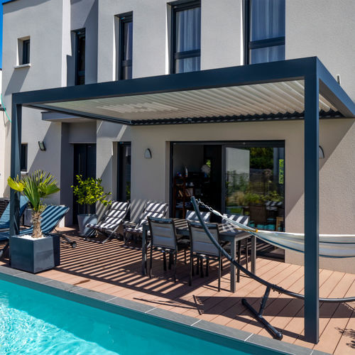 Pergola autoportée - BIO 120 - BIOSSUN - adossée / en bois / en verre