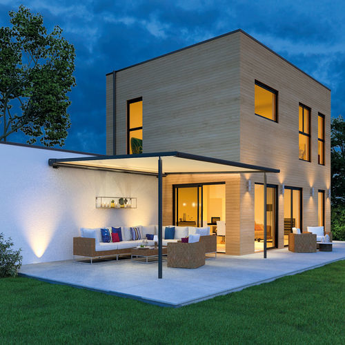Pergola adossée - BIO PM - BIOSSUN - aluminium / couverture en toile / motorisée