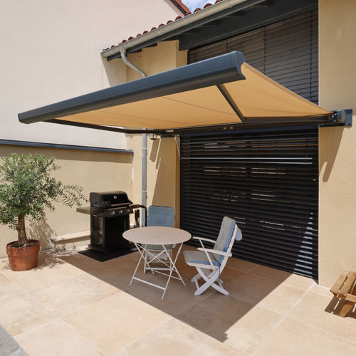 Store banne rétractable - BIO KD - BIOSSUN - motorisé / de terrasse / blanc