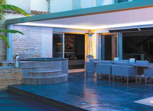 Pergola autoportée - BIOSSUN - adossée / en aluminium / couverture en toile