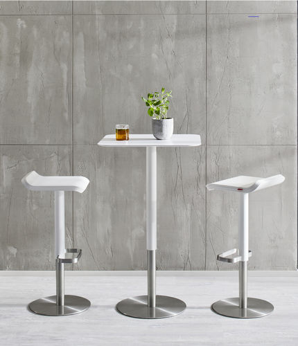 Tabouret de bar contemporain - ED: 13-02-03 - MOREE - en contreplaqué / en bois laqué / avec piètement en acier inoxydable