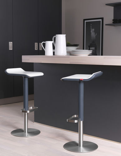 Tabouret de bar contemporain - ED: 13-02-01 - MOREE - en contreplaqué / en bois laqué / avec piètement en acier inoxydable