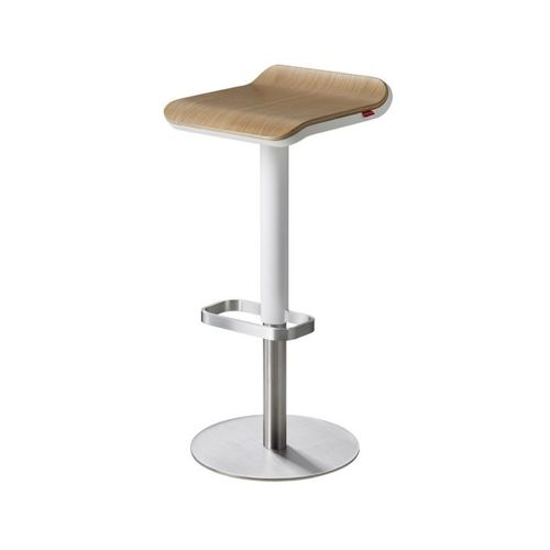 Tabouret de bar contemporain - ED: 13-02-31 - MOREE - en chêne / en contreplaqué / avec piètement en acier inoxydable