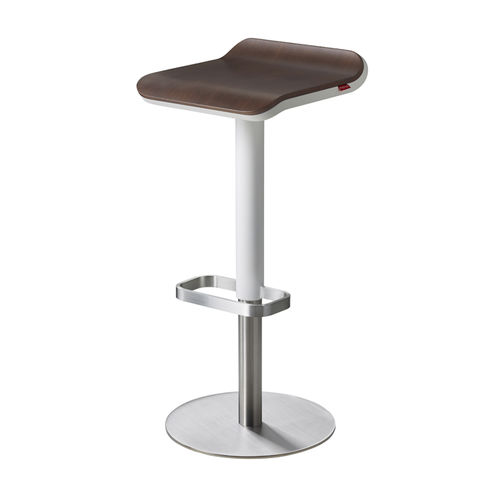 Tabouret de bar contemporain - ED: 13-02-32 - MOREE - en contreplaqué / en noyer / avec piètement en métal brossé