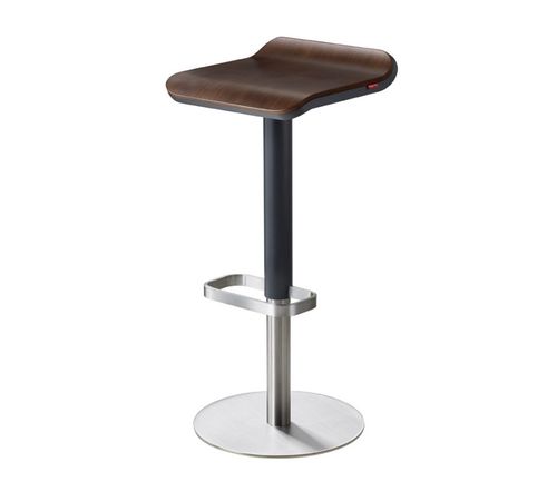 Tabouret de bar contemporain - ED: 13-02-12 - MOREE - en noyer / en contreplaqué moulé / avec piètement en acier inoxydable