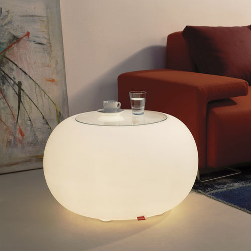 Table d'appoint contemporaine - BUBBLE - MOREE - en verre / avec piètement en polyéthylène / ronde
