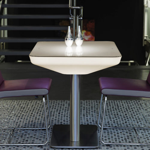 Table bistrot lumineuse - STUDIO 75 - MOREE - contemporaine / en verre / avec piètement en aluminium