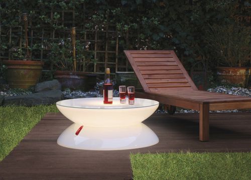 Table basse lumineuse - LOUNGE - MOREE - design original / en plastique / ronde