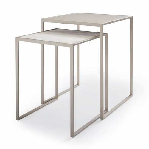 Table gigogne contemporaine - MINIMIZE - YOMEI - en placage de bois / en cuir / avec piètement en métal