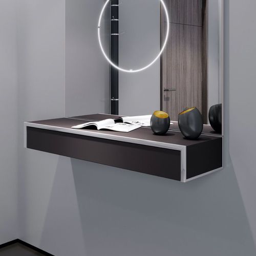 Console contemporaine - Smart  - YOMEI - en placage de bois / en cuir / rectangulaire