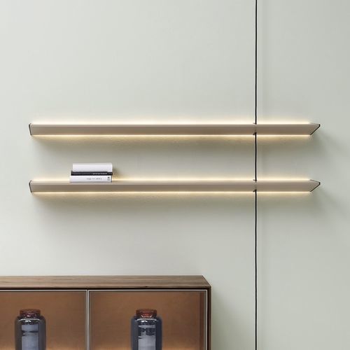 Système d'étagères mural - RAY  - YOMEI - contemporain / en acier inoxydable / en cuir