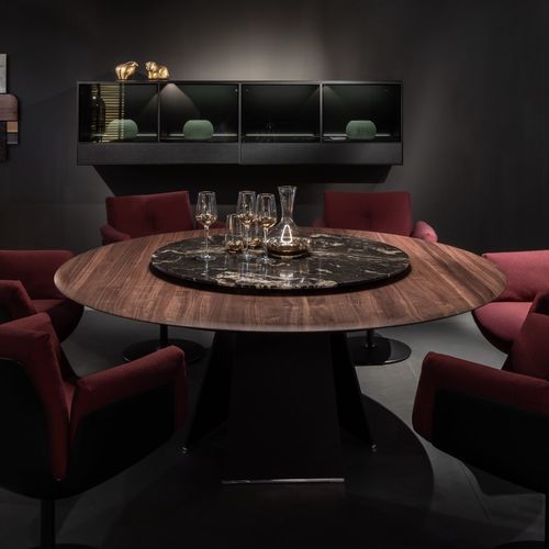 Table à manger contemporaine - S100 - YOMEI - en noyer / en érable / avec piètement en métal