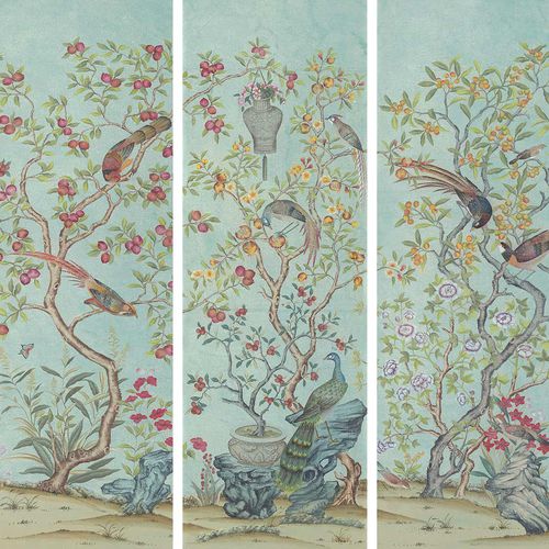 Papier peint classique - BISMARCK - Fromental - en soie / chinoiserie / fait main