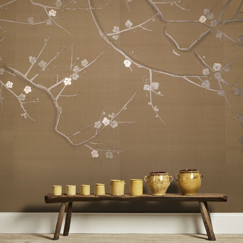 Papier peint contemporain - ANSU - Fromental - en soie / chinoiserie / fait main