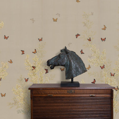 Papier peint contemporain - FONTAINE - Fromental - en soie / à motif animalier / chinoiserie