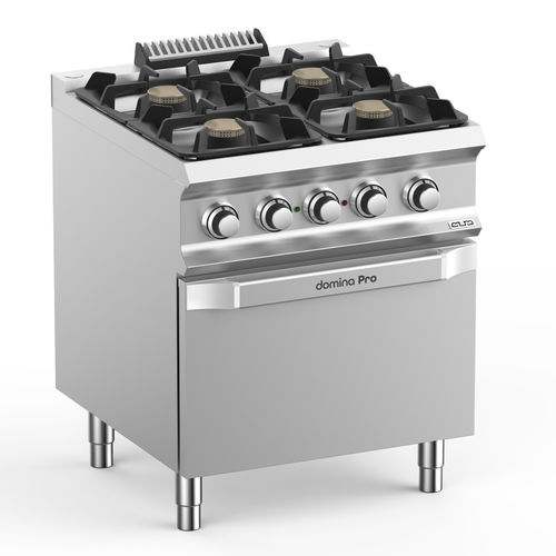 Cuisinière à gaz - FB77FEXL - mbm - professionnelle / 4 foyers / 1 four