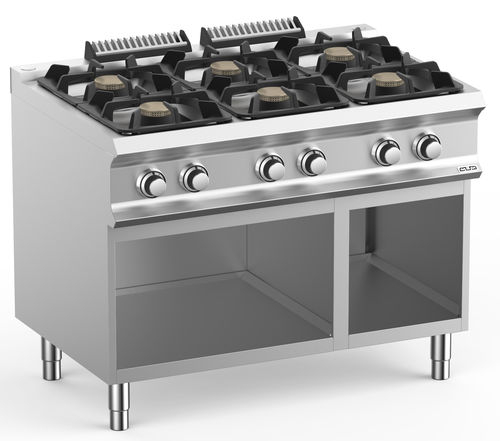 Cuisinière à gaz - FB711AXL - mbm - 6 foyers / 1 four / en fonte