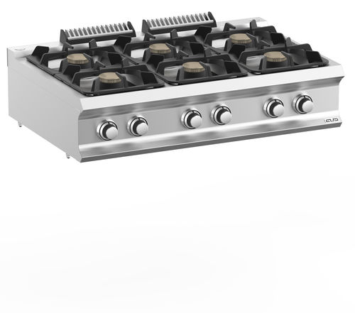 Cuisinière à gaz - FB711TXL - mbm - professionnelle / 6 foyers / 1 four