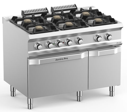 Cuisinière à gaz - FB711AFEXL - mbm - professionnelle / 6 foyers / 1 four