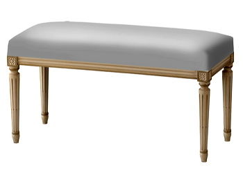 Banquette de style Louis XVI - DELAROUX  - avec piètement en bois / grise