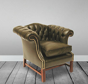 Fauteuil chesterfield - Liberty - Kingsgate Furniture ltd - en cuir / en bois massif / avec coussin amovible