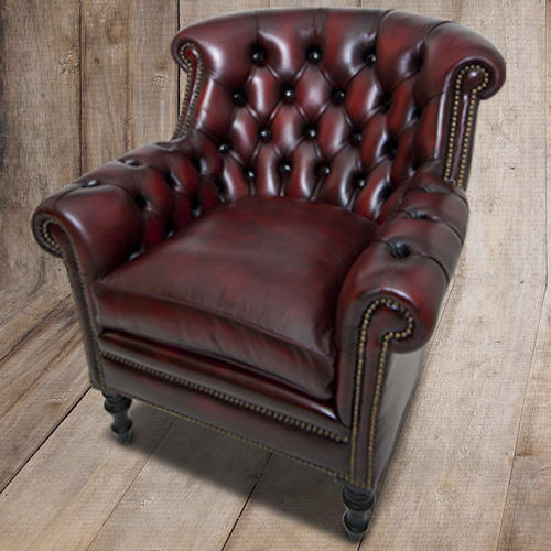 Fauteuil club chesterfield - Old Wessex - Kingsgate Furniture ltd - en cuir / en bois massif / avec coussin amovible