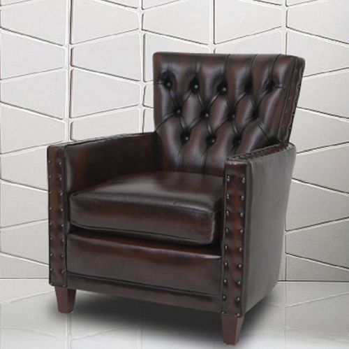 Fauteuil club chesterfield - Saxon  - Kingsgate Furniture ltd - en cuir / en bois massif / avec coussin amovible