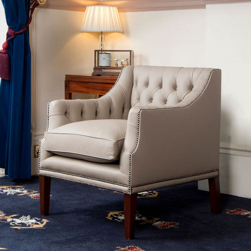 Fauteuil chesterfield - Boston - Kingsgate Furniture ltd - en cuir / en bois massif / avec coussin amovible