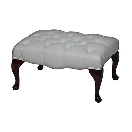 Tabouret chesterfield - Queen Anne - Kingsgate Furniture ltd - en cuir / avec piètement en bois massif / tapissé