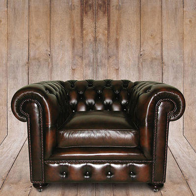 Fauteuil chesterfield - Mulberry  - Kingsgate Furniture ltd - en cuir / en bois massif / avec coussin amovible