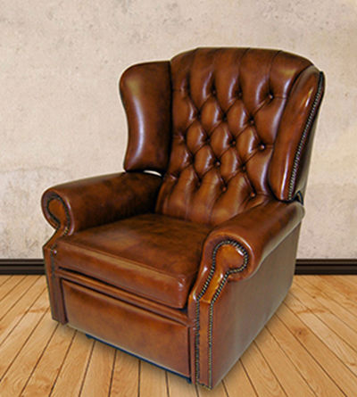 Fauteuil classique - Bloomsbury  - Kingsgate Furniture ltd - en cuir / en bois massif / avec repose-pieds