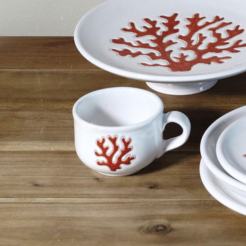 Tasse Et Plateau Café Dali N°342 - Porcelaine, Motif Sirène Corail Fourmi, 1977