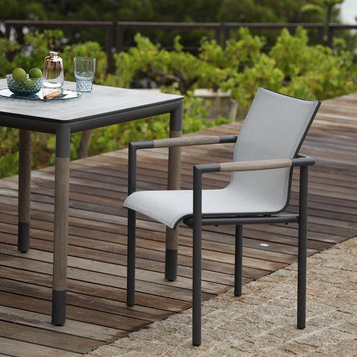 Chaise contemporaine - BASTINGAGE - LES JARDINS - d'extérieur / en toile / en teck