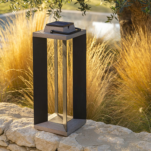 Lanterne contemporaine - TECKALU - LES JARDINS - en aluminium / en teck / par Claude Robin