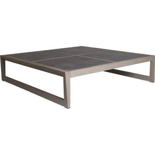Table basse contemporaine - SKAAL - LES JARDINS - en céramique / avec piètement en teck / rectangulaire