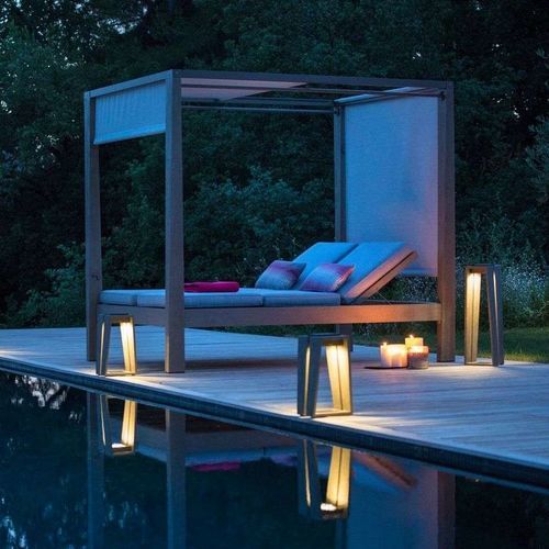 Bain de soleil contemporain - SKAAL - LES JARDINS - en Batyline® / en teck / professionnel