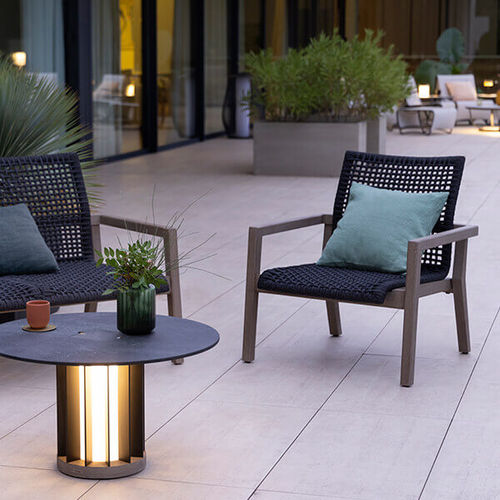 Fauteuil contemporain - COPENHAGUE - LES JARDINS - en corde / en teck / empilable