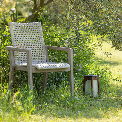 Chaise de salle à manger design scandinave - COPENHAGUE - LES JARDINS - de jardin / en corde / avec piètement en teck