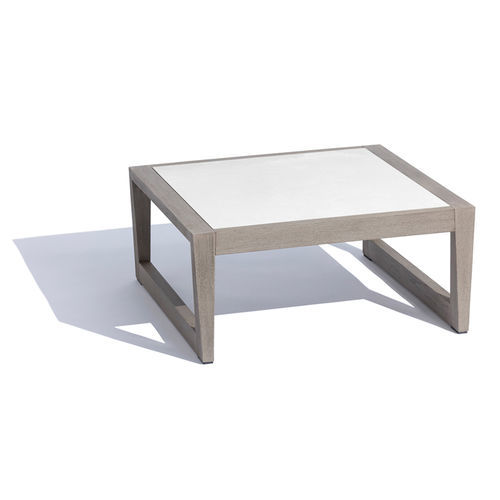 Table basse contemporaine - SKAAL - LES JARDINS - en céramique / avec piètement en teck / rectangulaire