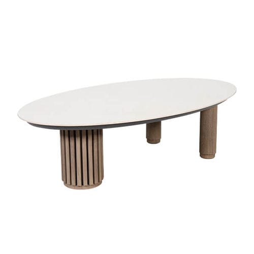 Table basse de jardin - CHESTER - LES JARDINS - contemporaine / en céramique / avec piètement en teck