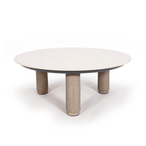 Table basse de jardin - CHESTER - LES JARDINS - contemporaine / en céramique / avec piètement en teck