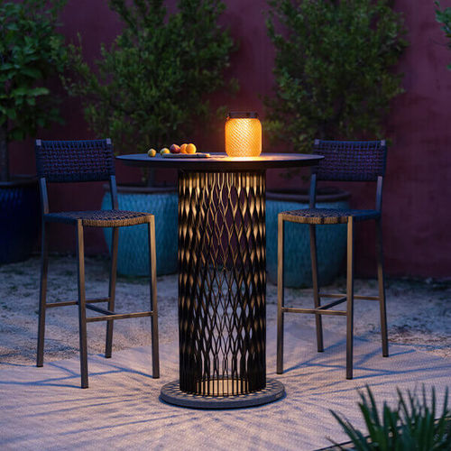 Table mange-debout contemporaine - CADIX - LES JARDINS - en HPL / avec piètement en aluminium / ronde
